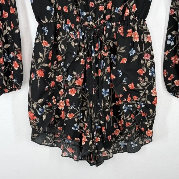 Abercrombie & Fitch Black Floral Ruffle Romper Women’s Size Small - Picture 4 of 10